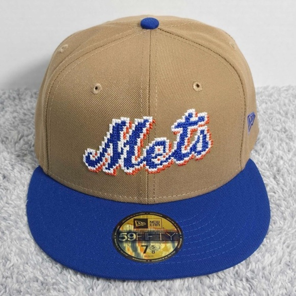 New Era 59Fifty New York Mets NY 8 Bit Pixels Woodmark Size 7 5/8 Fitted Hat NWT